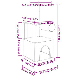 Acheter Helloshop26 Arbre à chat avec tunnel - Crème 109,5 cm