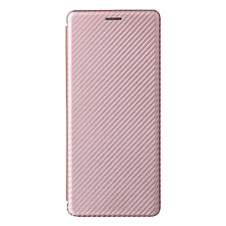 Coque en TPU + PU texture en fibre de carbone, auto-absorbant, fermeture magnétique avec support et lanière or rose pour votre Sony Xperia Pro-I