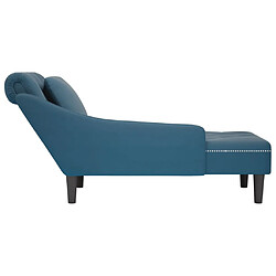 Acheter vidaXL Fauteuil long avec coussin et accoudoir droit bleu velours