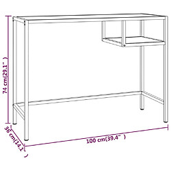 vidaXL Bureau d'ordinateur Marbre noir 100x36x74 cm Verre trempé pas cher