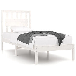 vidaXL Cadre de lit sans matelas blanc bois massif