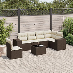 vidaXL Salon de jardin avec coussins 7 pcs marron résine tressée