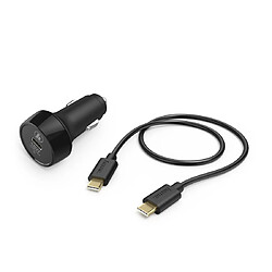 HAMA Kit charge allume cigare, USB-C, PD/Qualcomm®, 18W, câble USB-C, 1,5m, noir