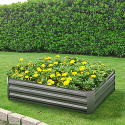 Carré potager Roermond cadre rectangulaire sans fond en acier 120 x 90 x 30 cm anthracite [en.casa]