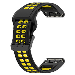 Bracelet en silicone 26mm, bicolore, fermeture rapide avec boucle à double trou pour votre Garmin Enduro/Fenix 7X/7X Solar/COROS VERTIX 2 - Noir/jaune