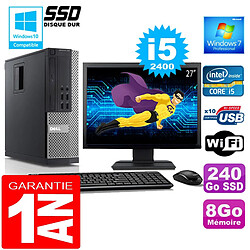 PC DELL 990 SFF Core I5-2400 Ram 8Go Disque 240 Go SSD Wifi W7 Ecran 27" - Occasion