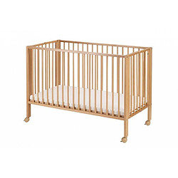 TISSI Lit bébé à barreaux pliable 60x120 cm en hêtre massif naturel