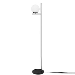 NETTLIFE Lampadaire Industriel - Noir Moderne avec Interrupteur à Pied Métal Design Blanc Verre Lampadaire E27 Vintage Câble 2M