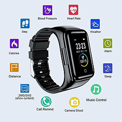 Chrono Montre Connectée avec écouteurs Bluetooth, écouteurs sans fil Fitness Tracker Watch 2 en 1, Bracelet d'activité avec TWS Sleep Music Wristband Casque Fréquence cardiaque Pression artérielle(noir)