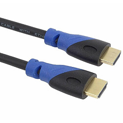 PremiumCord Câble HDMI 2.0b 4K - Résolution UHD 4K @ 60Hz 2160p, 3D, Arc, HDCP - Connecteurs plaqués Or - Connecteurs en PVC Noir et Bleu - Longueur 2 m