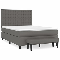 vidaXL Sommier à lattes de lit avec matelas Gris 140x200 cm Similicuir