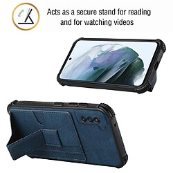 Coque en TPU + PU antichoc, avec béquille pliable, porte-cartes saphire pour votre Samsung Galaxy S21 FE 5G