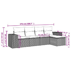 vidaXL Salon de jardin 5 pcs avec coussins noir résine tressée pas cher