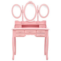 Helloshop26 Coiffeuse avec tabouret et miroir 90 x 40 x 146 cm pliable en 3 rose 02_0006327