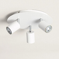 Ledkia Plafonnier Rond Orientable Métal 3 Spots Whitstable Blanc