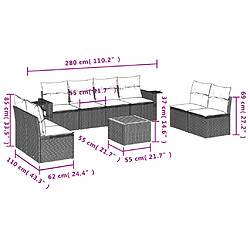 Avis Maison Chic Ensemble Tables et chaises d'extérieur 9 pcs avec coussins,Salon de jardin noir résine tressée -GKD782360