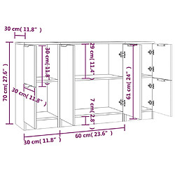 vidaXL Buffets 3 pcs noir bois d'ingénierie pas cher