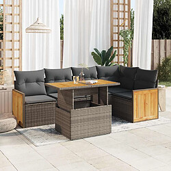 vidaXL Salon de jardin avec coussins 6 pcs gris résine tressée acacia