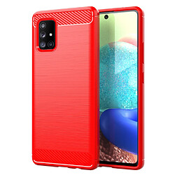 Coque en TPU antichoc, texture fibre de carbone, surface brossée rouge pour votre Samsung Galaxy A71 5G SM-A716