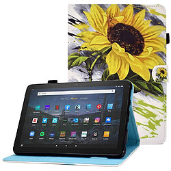 Etui en PU motif piqué, magnétique avec support pour votre Amazon Fire HD 10 Plus (2021) - tournesol