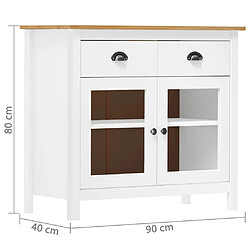 Avis vidaXL Buffet Hill Blanc 90x40x80 cm Bois de pin solide