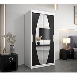 Abiks Meble Armoire Elypse à portes coulissantes 200/100/62 2 portes (blanc/noir)