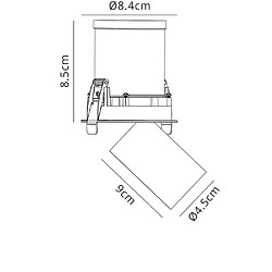 Inspired Projecteur pivotant encastré rétractable, 7W, 4000K, 630lm, blanc mat et noir, découpe 84 mm