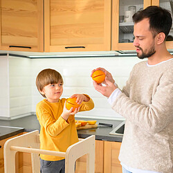 Tour d'Apprentissage Montessori Robincool Evolutive 40x44x90 cm en Bois Éco avec Hauteur Réglable et Barre de Sécurité