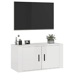 Acheter Maison Chic Meuble TV scandinave mural Banc TV suspendu pour salon - Blanc brillant 80x34,5x40 cm -MN42862