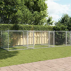 vidaXL Cage pour chien avec portes gris 6x2x1,5 m acier galvanisé 