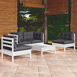 Maison Chic Salon de jardin 5 pcs + coussins - Mobilier/Meubles de jardin - Table et chaises d'extérieur bois de pin massif -MN33533