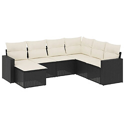 Maison Chic Salon de jardin 7 pcs avec coussins | Ensemble de Table et chaises | Mobilier d'Extérieur noir résine tressée -GKD24387