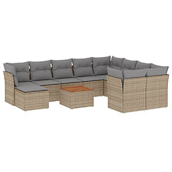 vidaXL Salon de jardin et coussins 11 pcs mélange beige résine tressée