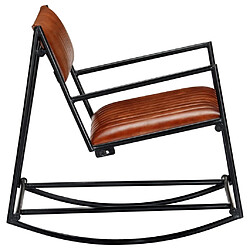 Acheter Maison Chic Chaise à bascule | Fauteuil Relax, design moderne Marron Cuir véritable -GKD98021