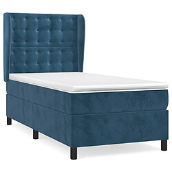 Maison Chic Lit adulte- Lit + matelas,Sommier à lattes de lit avec matelas Bleu foncé 90x200 cm -GKD50477