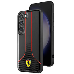 Ferrari Coque pour Samsung Galaxy S23 Cuir Vegan Compatible QI Noir