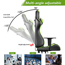 Avis Fauteuil Gamer - BIGZZIA Chaise Gaming Ergonomique - Siège Gamer avec appui-tête et oreiller lombaires - Inclinable 90 °-135 ° -Noir et Vert