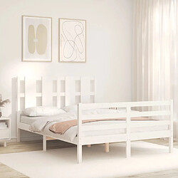 Avis Maison Chic Cadre/structure de lit avec tête de lit pour adulte - Lit Moderne Chambre blanc petit double bois massif -MN38681