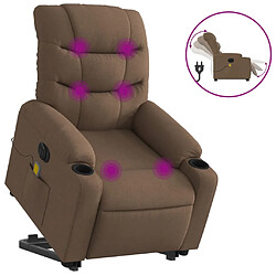 vidaXL Fauteuil inclinable de massage électrique Marron Tissu