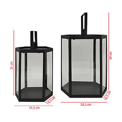 Avis Mobili Rebecca Lot De 2 Lanternes Bougeoirs En Métal Et Pvc Noir Pour Intérieur Et Extérieur Moderne