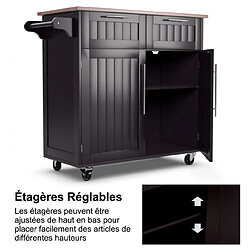 Acheter Helloshop26 Desserte/chariot de cuisine à roulettes - 94 x 45 x 94,5 cm - 2 tiroirs - 2 portes - porte-serviettes - ilot de cuisine - café 20_0005394