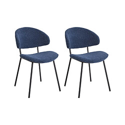 Beliani Chaise de salle à manger KIANA Set de 2 Tissu Bleu foncé