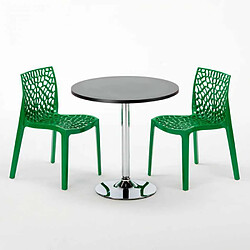 Avis Grand Soleil Table Ronde Noir et 2 Chaises Colorées P