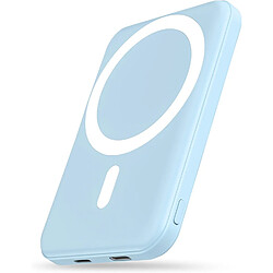 SANAG Batterie Externe Avec Mag-Safe, 5000Mah Batterie Externe Induction, Mini Power Bank Magnetique Sans Fil 20W Pd Charge Rapide Avec Type-C Pour Iphone16/15/14/13/12/Plus/Pro/ /Mini-Bleu Tendre