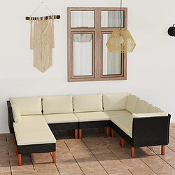 Maison Chic Salon de jardin 8 pcs + coussins - Mobilier/Meubles de jardin - Table et chaises d'extérieur Résine tressée Noir -MN35084