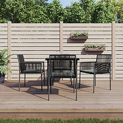 vidaXL Ensemble à manger de jardin coussins 5pcs noir rotin et acier