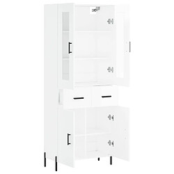 Avis vidaXL Buffet haut Blanc brillant 69,5x34x180 cm Bois d'ingénierie