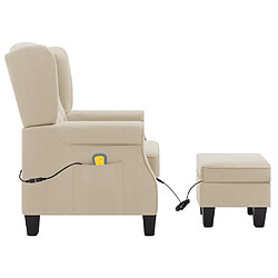 Avis vidaXL Fauteuil de massage avec repose-pied Crème Tissu