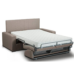 Inside 75 Canapé lit CanapExpress lattes matelas mémory 22cm tête de lit intégrée taupe sable