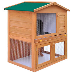 Helloshop26 Clapier d'extérieur enclos 93 x 60 x 97 cm pour petits animaux 3 portes bois 02_0000620